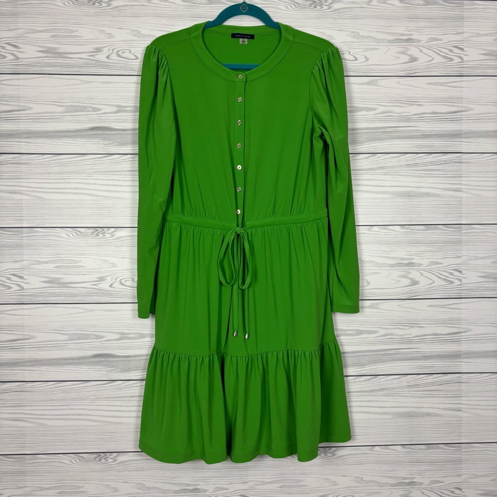 Tommy Hilfiger Green Tiered Long Sleeve Dress Size 10 NWOT - Picture 1 of 7